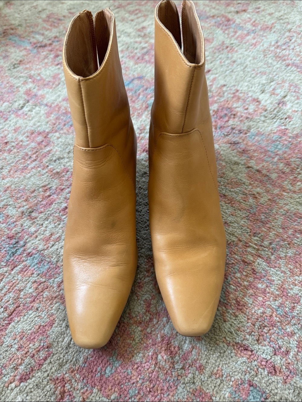 Madewell Women's Tan Leather Ankle Boots - Sleek Square Toe